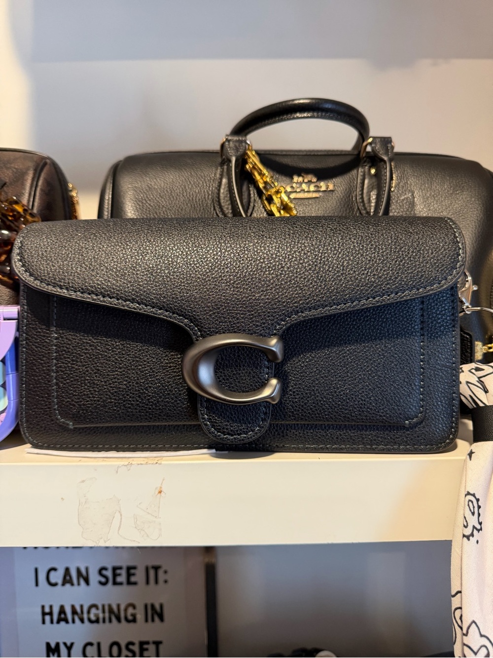 Coach Black Pebbled Leather Crossbody with Signature C